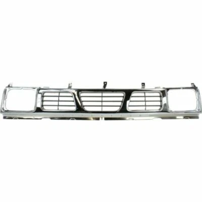 Front Grille Chrome/Gray fits 1993 1994 1995 1996 1997  Nissan Pickup - Image 1 of 2