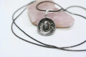 Collana Vintage Messicana Annerito Argento Sterling 925 Cappello Sombrero Ciondolo 20" - Foto 1 di 14