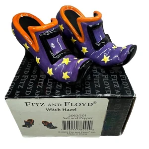 Fitz and Floyd WITCH HAZEL Witch Shoes Salt & Pepper Shakers 2003 Vtg Halloween - Picture 1 of 14