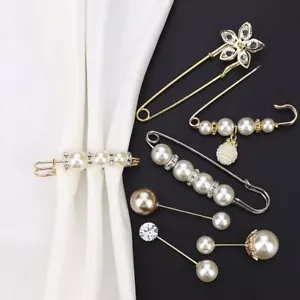 Kopfbedeckung Perle Gold Clip Stifte Seide Schal Hals Brosche Schal sicher muslimischer Hijab - Bild 1 von 16