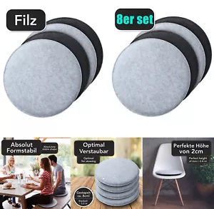 8er Set Grau Stuhlkissen Sitzkissen rund aus Filz Ø 34cm Waschbare Stuhlkissen - Bild 1 von 7
