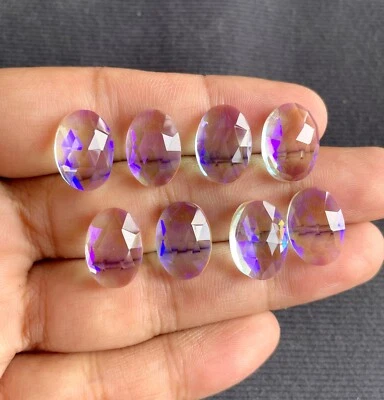 Beautiful Rainbow Mystic Quartz Rose Cut Oval Cabochon, 14x10 MM, Loose Gemstone - Image 1 of 4