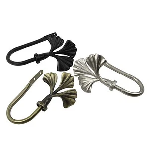 Clover Curtain Holdback Drapery Tieback Hooks (Set of 2) - 3 colors - Picture 1 of 7