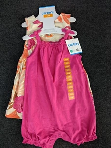 Carter's Infant Toddler Girls 2 Piece Short Sleeve Romper Playwear Set 12 Month - Picture 1 of 7