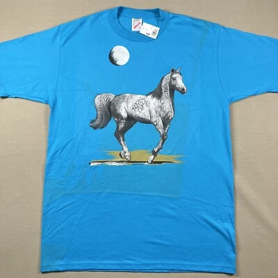 Camisa personalizada vintage años 90 Jerzees hecha en EE. UU. TALLA L Majestic Horse Foto 1 de 4