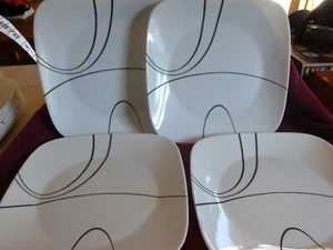 4 Corning Corelle SQUARE Simple Lines 10.5" Dinner Plates-12 Avail-Abstract MCM - Picture 1 of 6