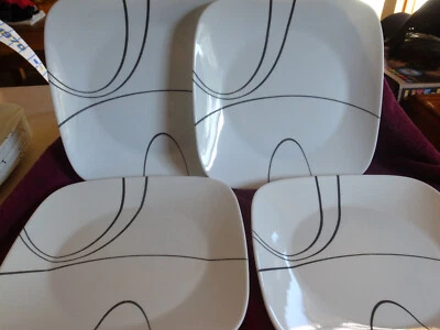 4 Corning Corelle SQUARE Simple Lines 10.5" Dinner Plates-12 Avail-Abstract MCM - Image 1 of 4