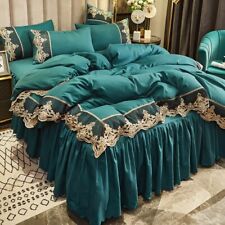 2023 Bedding Set Lace Embroidered Cotton Quilt Cover Bed Skirt Pillow Cover