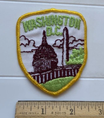 Vintage Washington Monument Capitol Building Dome White Yellow Embroidered Patch - Image 1 of 3