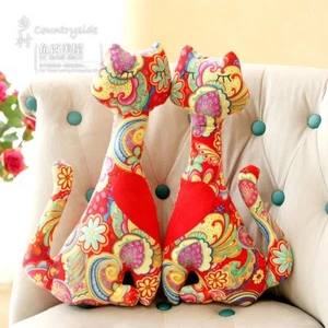 vintage fabric a pair of cats animal decoration sofa throw pillow - Picture 1 of 6