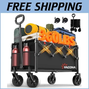 Heavy Duty Collapsible Shopping Cart with 360-Degree Wheels & Adjustable Handle - Photo 1 sur 11