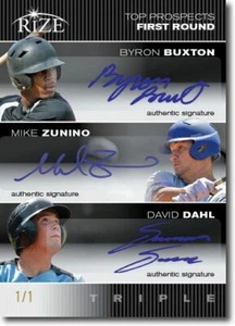 2012 Byron BUXTON * Mike ZUNINO * David DAHL Rize Rookie BLACK BLANK Auto 1/1 - Picture 1 of 2