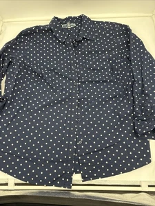 KAREN SCOTT Hemd mit Knopfleiste Damen XL plus blau weiß gepunktet langarm - Bild 1 von 10