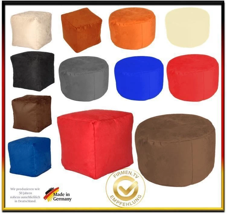 Sitzwürfel Sitzhocker Bodenkissen Pouf Velours Leder Optik - Bild 1 von 1