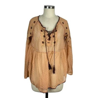 Top campesino FREE PEOPLE Roses Are Red borlado transparente encaje talla mediana Foto 1 de 4