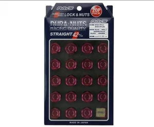 RAYS RED LUG DURA NUTS STRAIGHT L32 32MM WHEEL WHEELS LOCK M12x1.5 12x1.5 - Picture 1 of 3