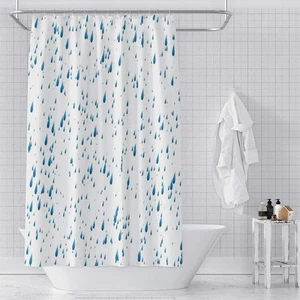 Casual Shower Curtain Blue Raindrop Bath Curtain Waterproof Polyester Fabric ... - Picture 1 of 5