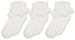 Big Girls' Misty Ruffle Turn Cuff Socks (Pack of 3), Ivory, Small - Picture 1 of 4