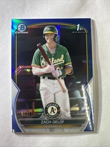 2023 Bowman - Chrome Prospects Zack Gelof #BCP-1 Blue Refractor /150 (RC) - Picture 1 of 3