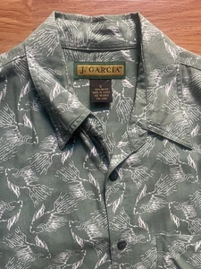 Vintage 80s Jerry J Garcia Abstract Geometric 100% Silk Button Shirt Men's Sz S - Picture 1 of 6