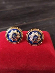 Police of Ukraine cufflinks  metal New 2 pcs - Picture 1 of 3