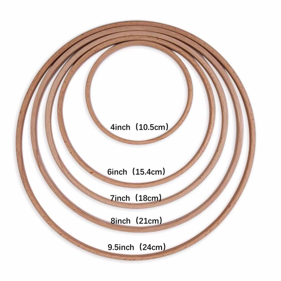 3 Pieces Craft Hoop Rings Wooden Floral Hoops for Dream Accessories - Image 1 of 1