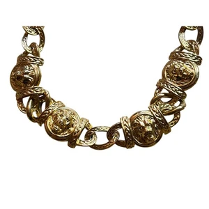 Vintage goldfarbene grobe Löwen Halskette. gaudy. damenschmuck. choker style. - Bild 1 von 6