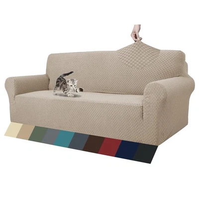 Fundas de sofá jacquard de 1 pieza para sofá de 3 cojines sala de estar alto elástico por lo que... Foto 1 de 4