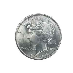1924 PEACE DOLLAR AU–UNC DETAILS $1 SILVER COIN - Picture 1 of 4