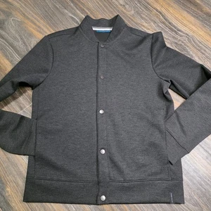 Perry Ellis Men Charcoal Gray Knit Bomber Jacket Snap Front Size S - Picture 1 of 8