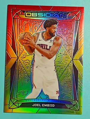 2023-24 Panini Obsidian Joel Embiid Electric Etch Reggae Flood PRIZM SP #36/75 - Image 1 of 3