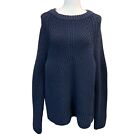 Nordstrom Signature Raglan Sleeve Knit Sweater In Navy Size Xl Ribbed Cotton