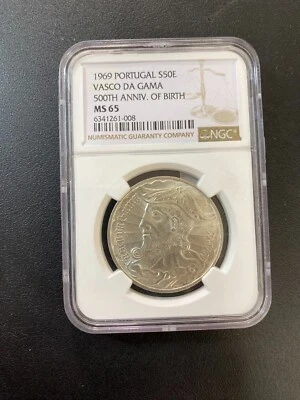 1969 PORTUGAL VASCO DA GAMA NGC MS-65 - UNCIRCULATED - SILVER - CERTIFIED SLAB - Image 1 of 2