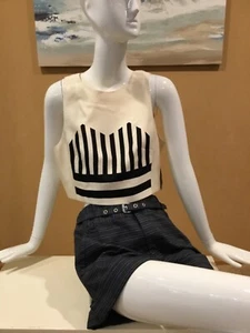 Tibi brand black and off-white / ivory / cream top shirt tank size 12 ( L XL ) - Picture 1 of 6