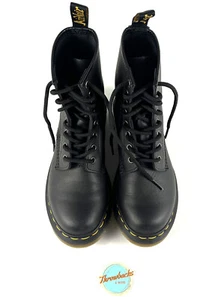Dr Martens Combat Boots Style 11821 Womens Size US 6 Black Leather Lace-Up Clean - Picture 1 of 18