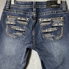 Grace in LA Jeans Womens 28x28 Stretch Distressed Low Rise Embellished