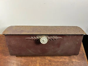 Vintage Mail Box Mailbox Large Metal Steel Maroon Container Newspaper Post 16x6" - Picture 1 of 16