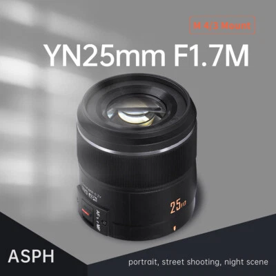 YONGNUO YN25mm F1.7M AF MF Standard Prime Lens For M43 Olympus Panasonic Camera - Image 1 of 4