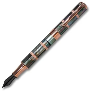 Monteverde Regatta Black Mother of Pearl RoseGold Fountain Pen & Ink Bottle Set - Picture 1 of 2
