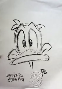Donald Duck signiert FRANCESCO BARBIERI handgezeichnete Konventionskunst 8,5" x 6" - Bild 1 von 2