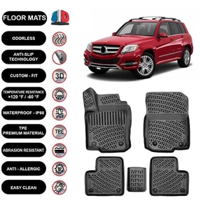 Alfombrillas forro para Mercedes Benz GLK (2008-2015) 4D moldeadas negras 4 un. - Imagen 1 de 5