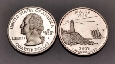 1x 2003-S Maine State Proof Quarter - 90% Silver - Statehood - Image 1 of 2