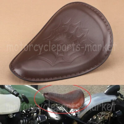 Asiento individual Browm Spider Web Skull Driver para Harley Sportster Dyna Softail FXST Foto 1 de 4
