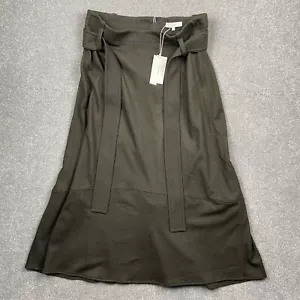 Vince Dark Brown Wool Nylon A Line Belted Wrap Midi Skirt Size 8/M UK 10-12 NEW - Picture 1 of 8