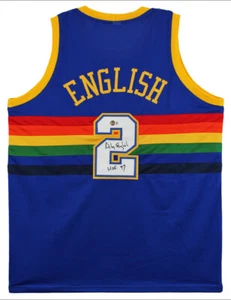 Alex English "HOF 97" Signed Blue TB Pro Style Jersey Autographed BAS Witnessed - Picture 1 of 3