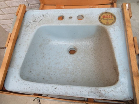 VTG MID CENTRY MODER LIGHT BLUE RETRO 1950S BATHROOM SINK BRIGGS BEAUTYWARE NOS Cover