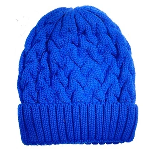Adrienne Landau Kid's Girls Cable Knit Beanie Blue OS NWT MSRP $75 - Picture 1 of 2