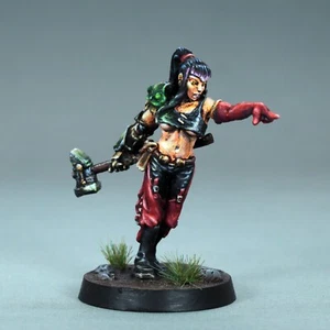 Pintado DnD Miniatura Hembra Bárbara con Hammer Warrior Fighter D&D Half-elf - Imagen 1 de 10