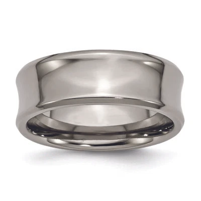 Chisel Titanium Concave 8mm Polished Beveled Edge Band Ring TB45 - Image 1 of 4