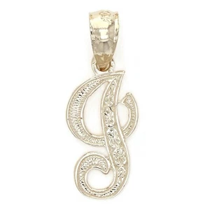 14k Yellow or White Gold Initial Letter I Alphabet A-Z Charm Pendant - Picture 1 of 256